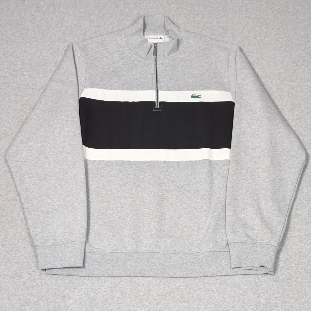 Vintage Lacoste 1/4 Zip Pullover Mens 2XL XXL Gray Sweater Made in Peru